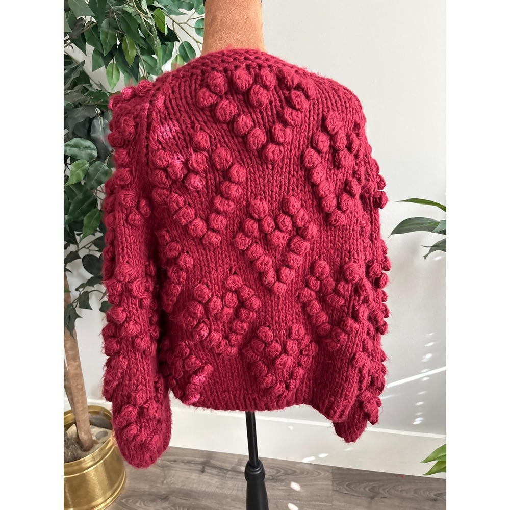 Chicwish Knit your Love Cardigan chunky Sweater Crimson‎ Red Wool Blend Med - Picture 3 of 7